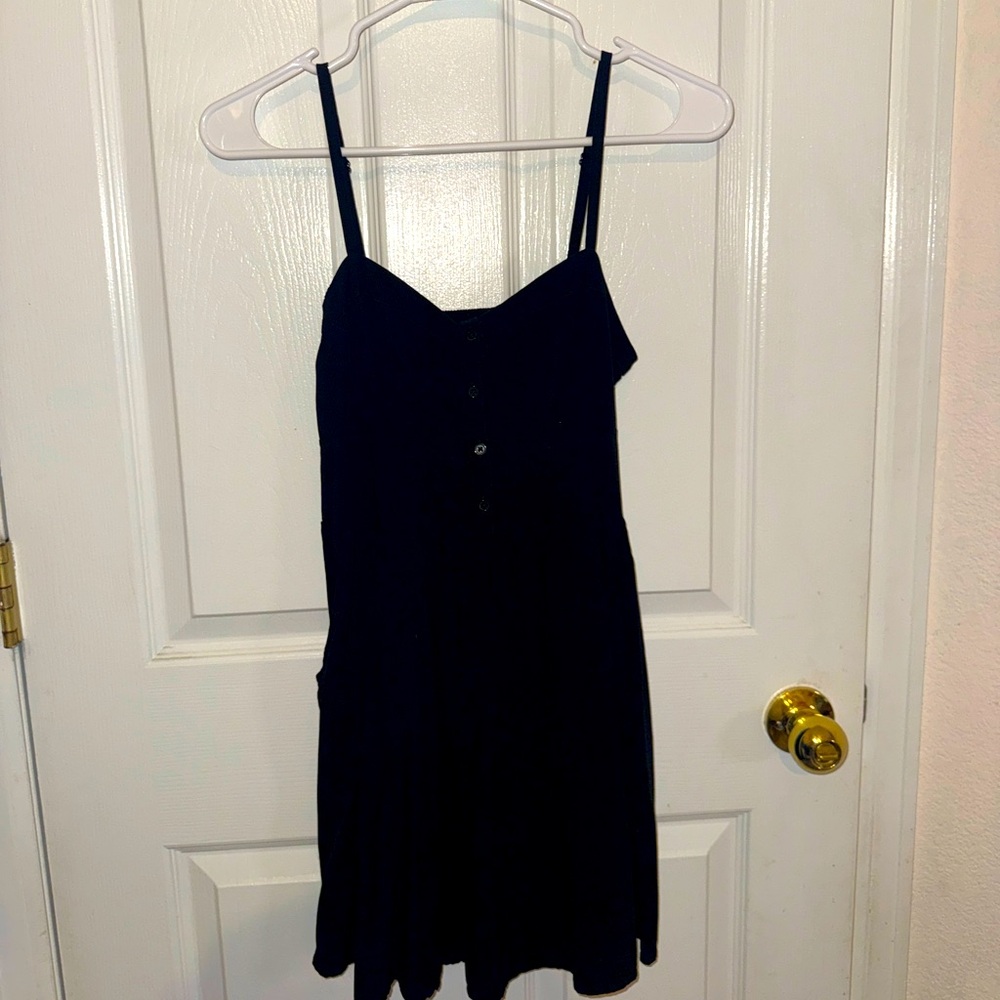 Express Little Black Dress – Smocked Back, Button Front, Pockets – Size Small